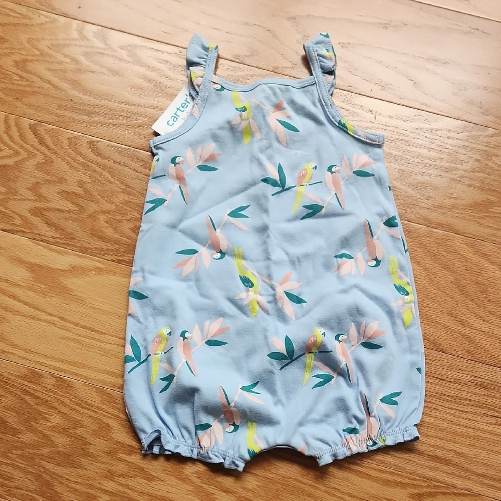 NWT Carter's Baby Blue Parrot Romper 24 Months